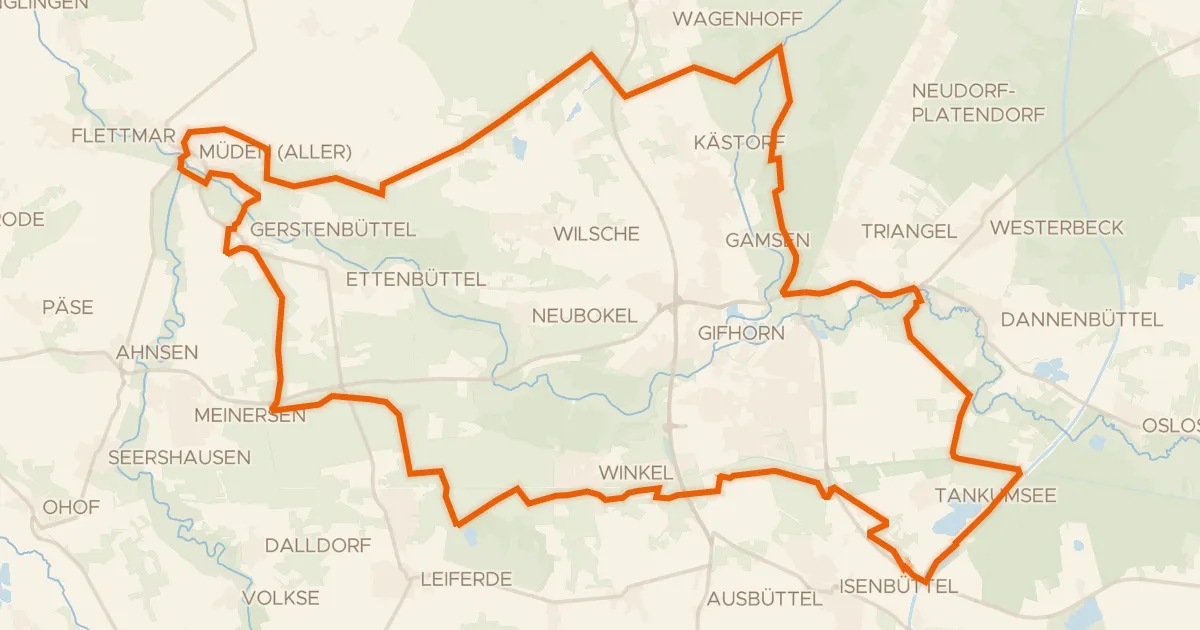 Map of the cycling route Rondje Viehmoor en Kranichsmoorsee