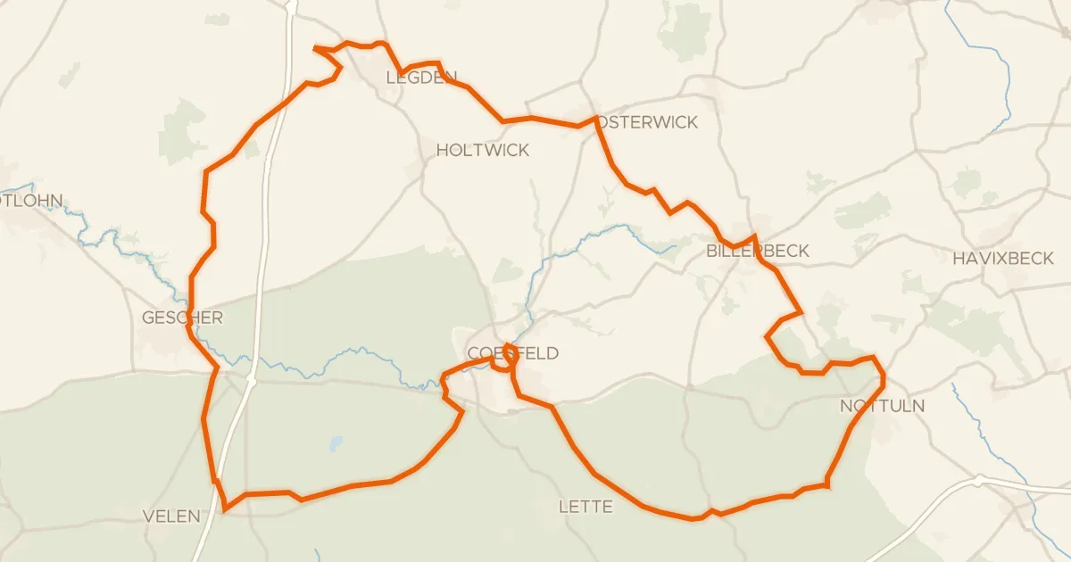 Map of the cycling route Rondje Haus Egelborg en Berkelquelle