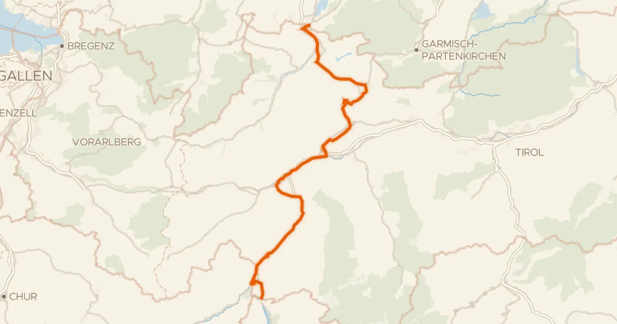 Map of the cycling route Via Claudia Augusta