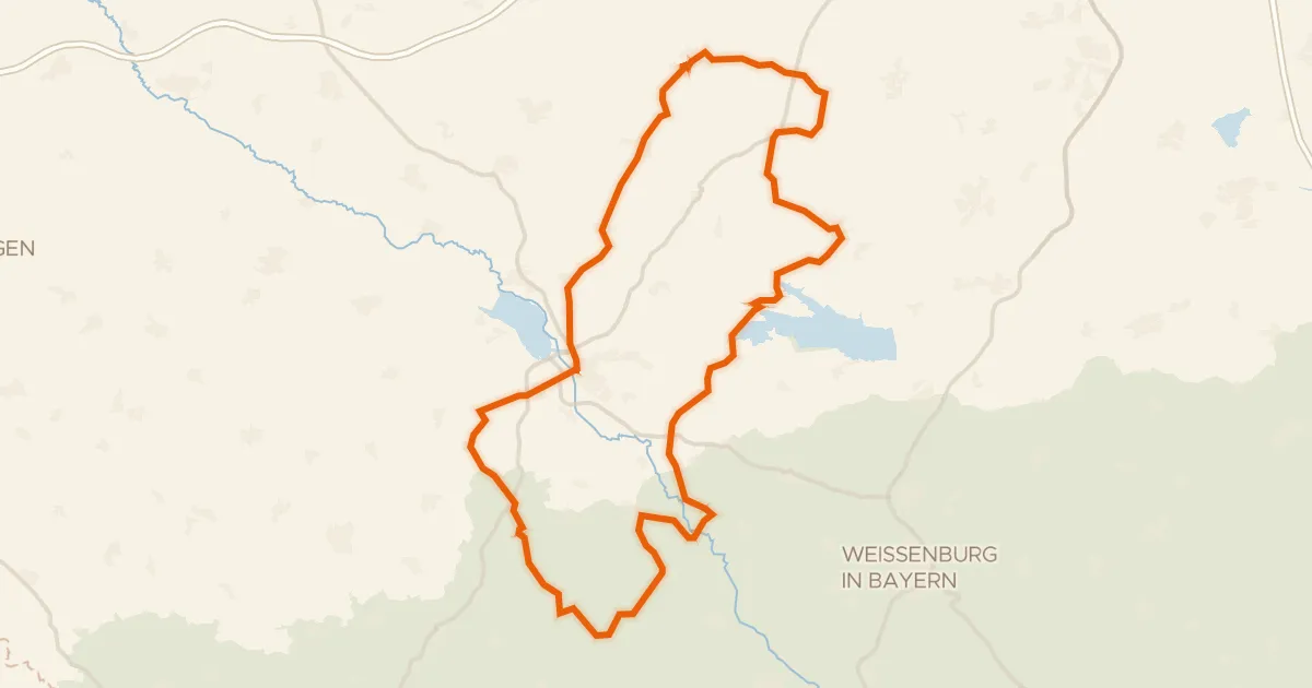 Kaart van de fietsroute Rondje Schloss Dürrenmungenau en Burg Wernfels