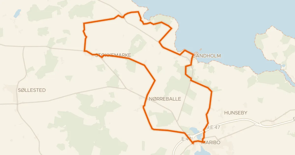 Kaart van de fietsroute Skov, kyst og vin