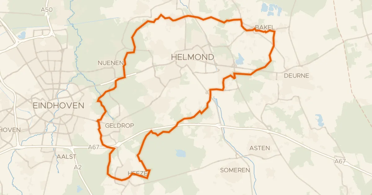 Kaart van de fietsroute Rondje Kasteel Heeze en Collse Watermolen