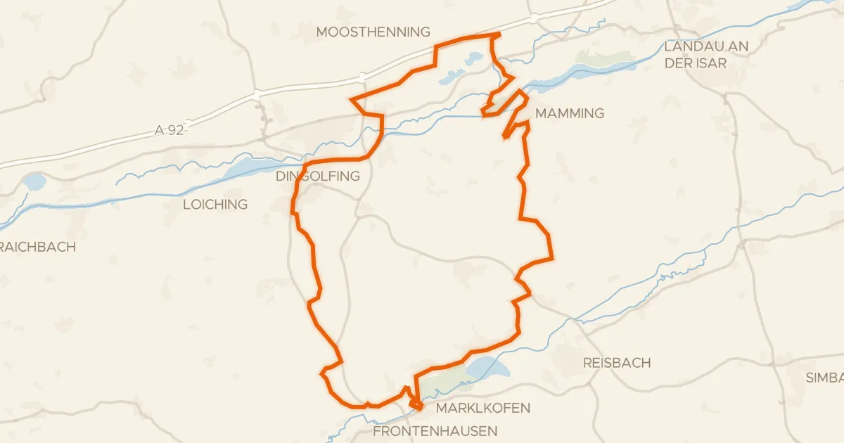 Kaart van de fietsroute Rondje Schloss Warth en Vilstal bei Marklkofen