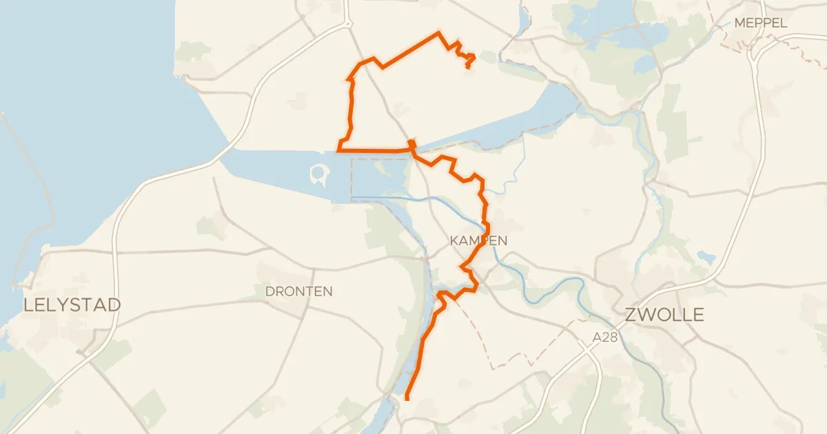 Map of the cycling route LF Zuiderzeeroute - 06 - Kraggenburg - Elburg