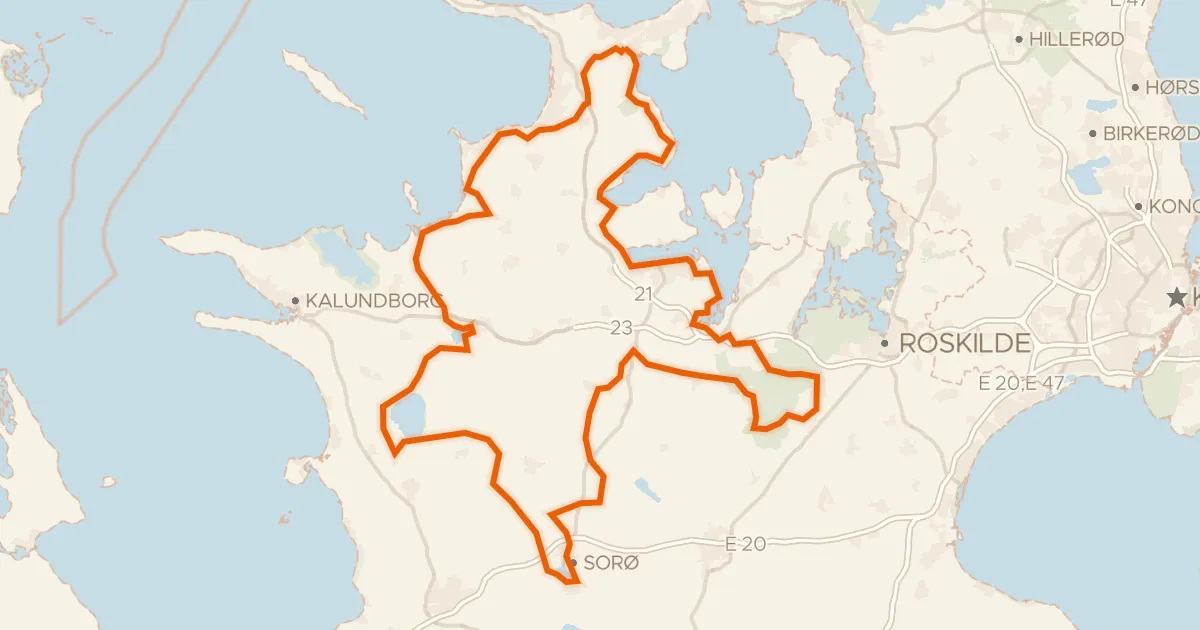 Kaart van de fietsroute Istidsruten