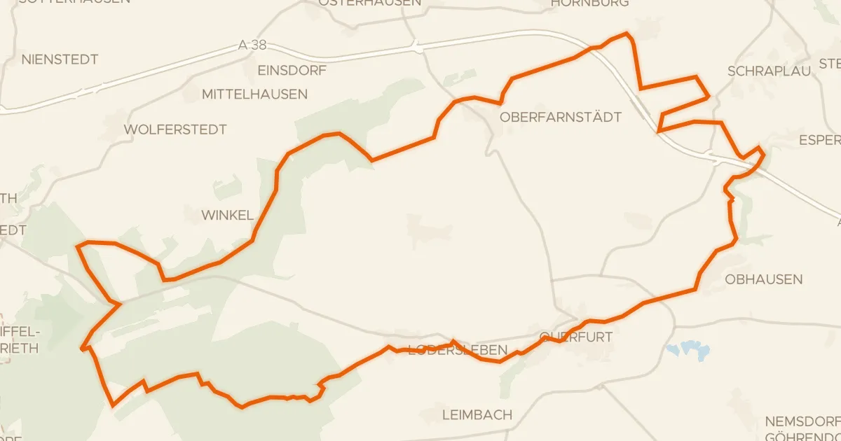 Kaart van de fietsroute Rondje Burg Querfurt en Wasserburg Oberfarnstädt