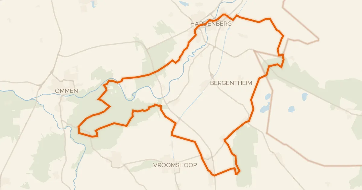 Kaart van de fietsroute Rondje Kasteel Eerde en Engbertsdijksvenen