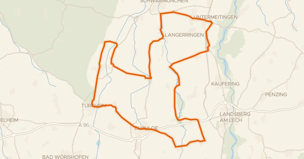 Map of the cycling route Rondje Schloss Hurlach en Wertach