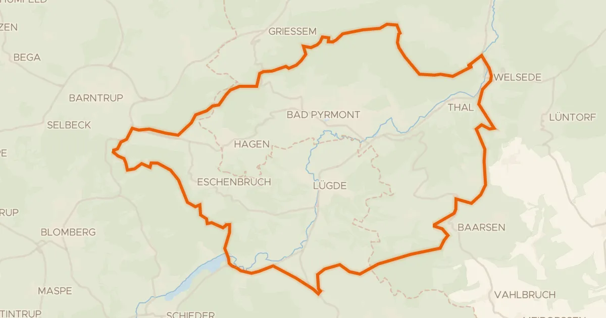 Kaart van de fietsroute Rondje Emmertal en Schwalenberger Wald