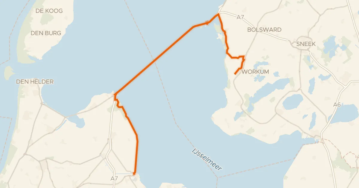 Map of the cycling route LF Zuiderzeeroute - 03 - Medemblik - Workum