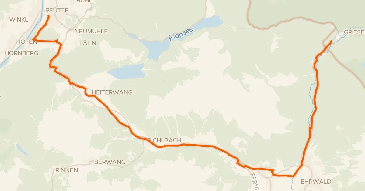 Kaart van de fietsroute Zwischentoren/Loisachtal