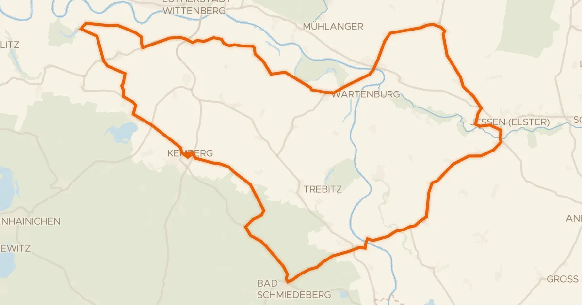Kaart van de fietsroute Rondje Renaissance-Schloss Pretzsch en Crassensee