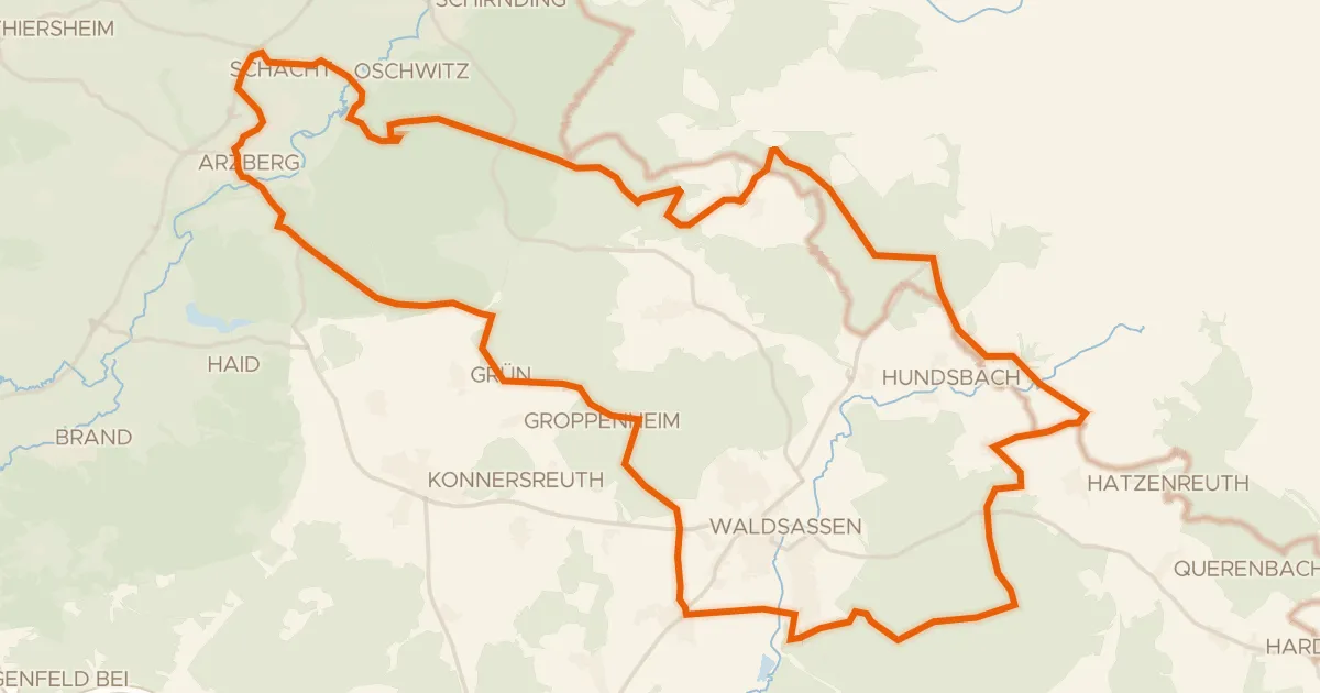 Kaart van de fietsroute Langs de Wondreb en de Röslau