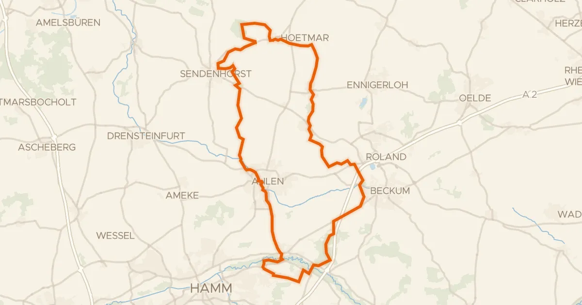 Map of the cycling route Rondje Haarener Lippeaue en Mühlenlaar