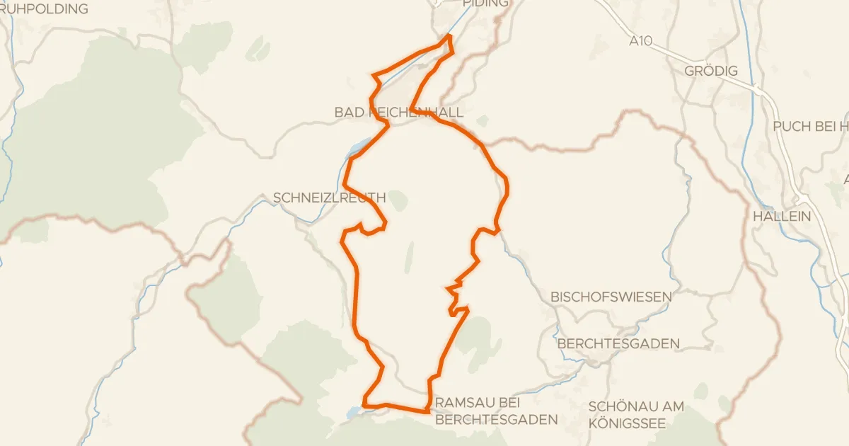 Kaart van de fietsroute Rondje Taubensee en Saalach