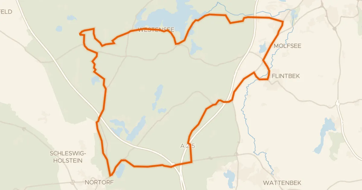Map of the cycling route Rondje Gut Emkendorf en Naturpark Westensee