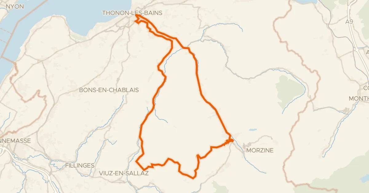 Kaart van de fietsroute Tour du Roc d'Enfer