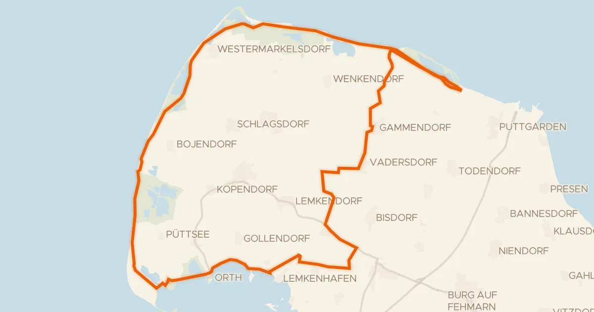 Map of the cycling route Rondje Grüner Brink en Wallnau/Fehmarn