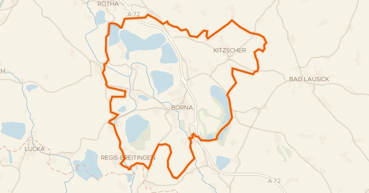 Kaart van de fietsroute Rondje Bockwitzer See en Pleiße