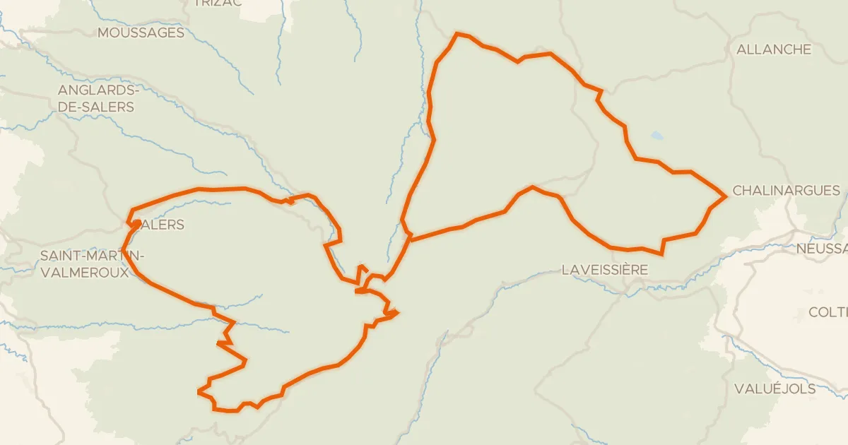 Kaart van de fietsroute RBX Boucle Volcan du Cantal