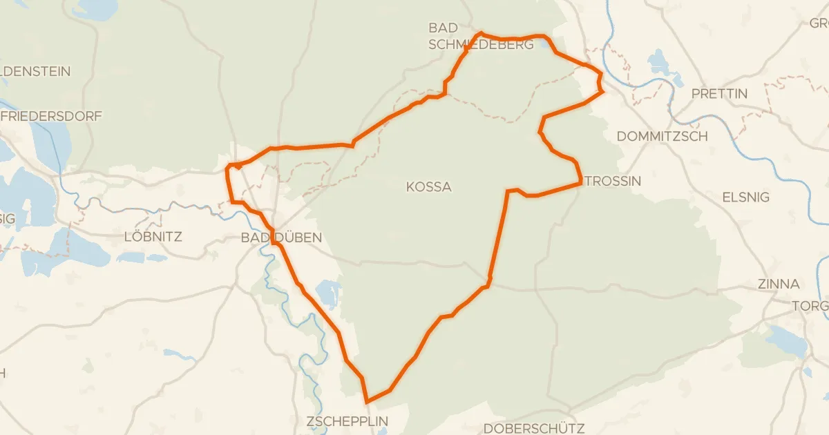 Kaart van de fietsroute Rondje Burg Düben en Presseler Heidewald- und Moorgebiet