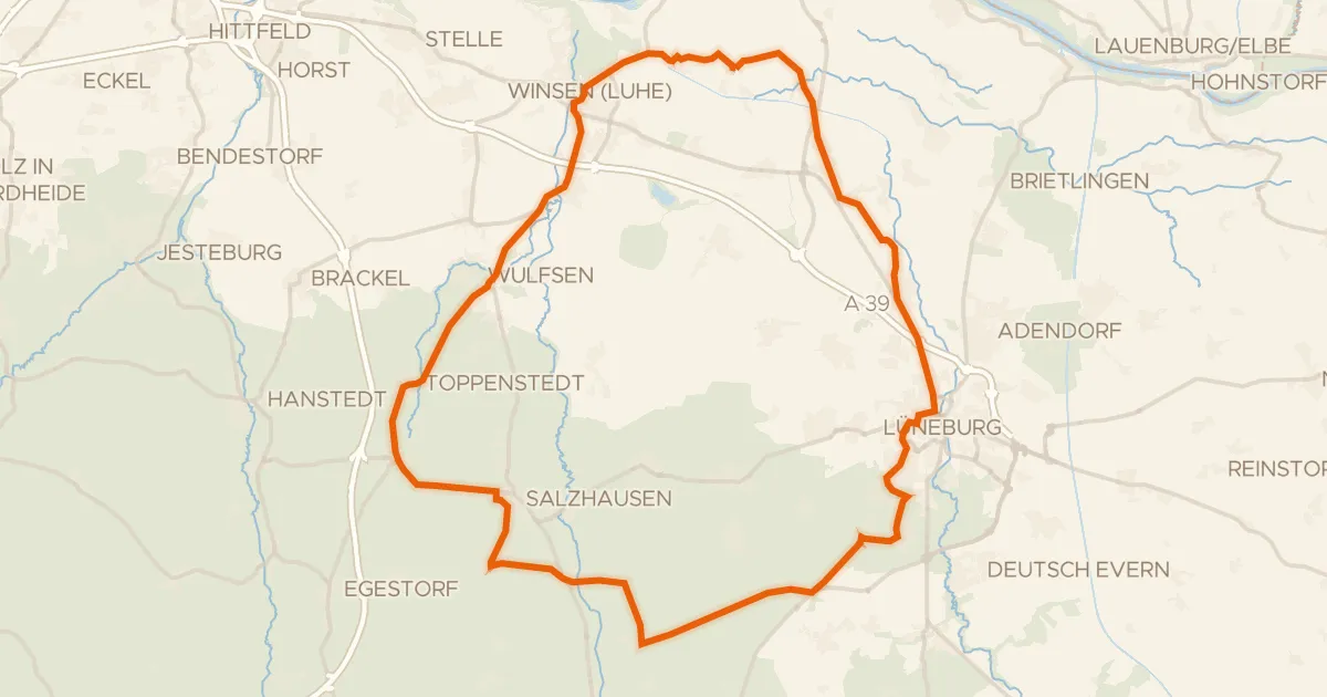 Kaart van de fietsroute Rondje Stadtschloss Lüneburg en Laßbrook