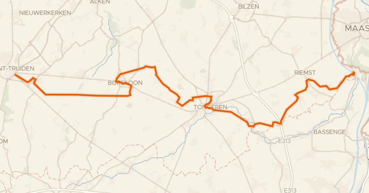 Kaart van de fietsroute Heuvelroute - 08 - Sint-Truiden - Kanne