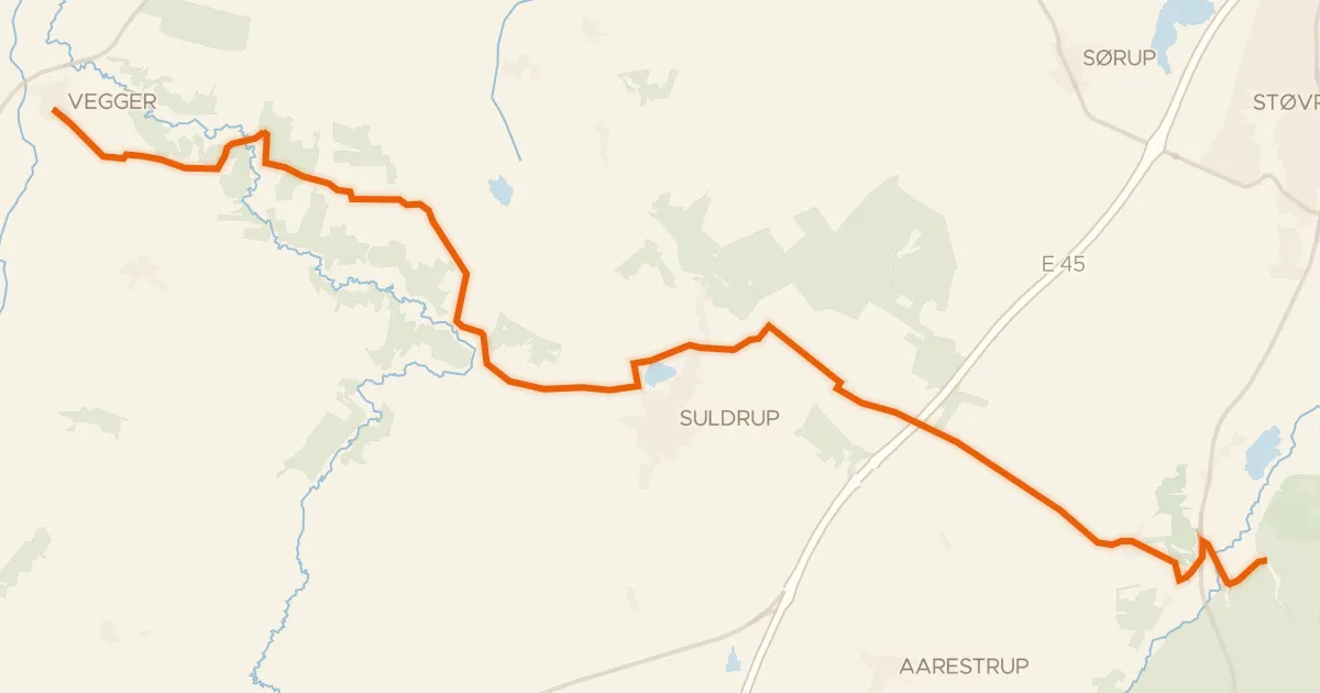 Kaart van de fietsroute Skivumruten