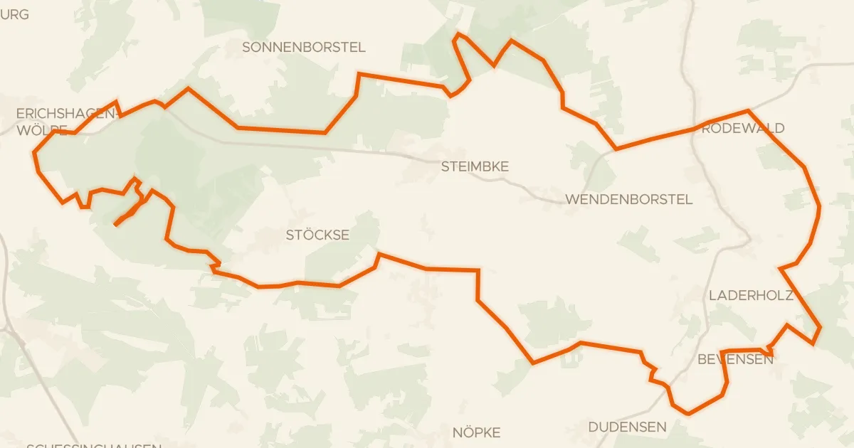 Kaart van de fietsroute Rondje Bunkenmoor en Rodewalder Lichtenheide