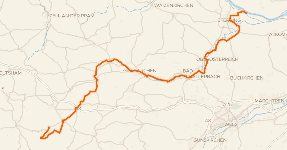 Kaart van de fietsroute Trattnachtalweg