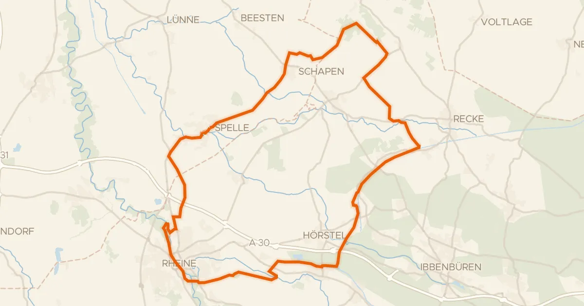 Kaart van de fietsroute Rondje Kloster Bentlage en Swattet Möörken