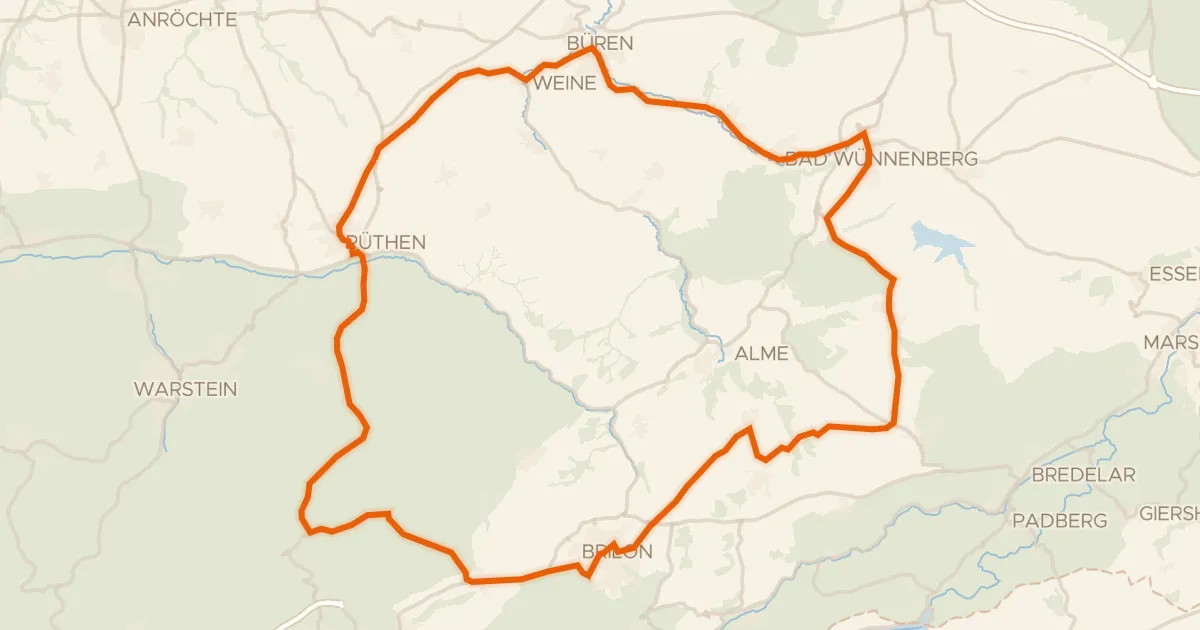 Map of the cycling route Rondje Gericht en Drei Steine