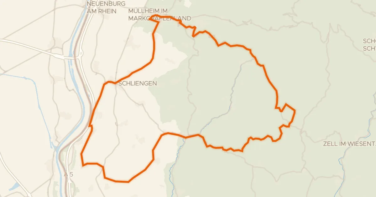 Map of the cycling route Rondje Wasserschloß Entenstein en Burg Baden