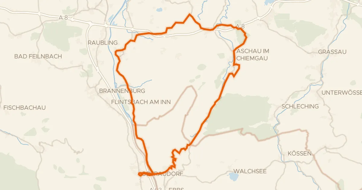 Map of the cycling route Rondje Schloss Neubeuern en Geigelstein