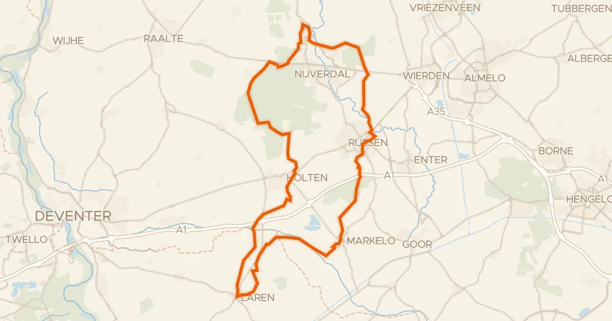 Map of the cycling route Rondje Huis Verwolde en Borkeld