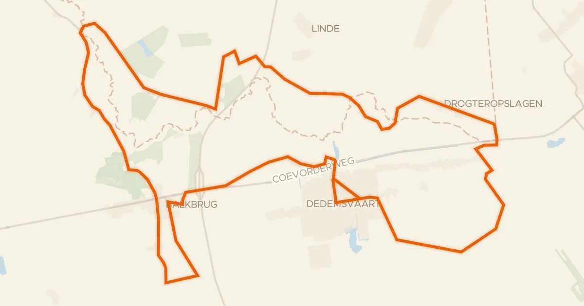 Kaart van de fietsroute Avereest route