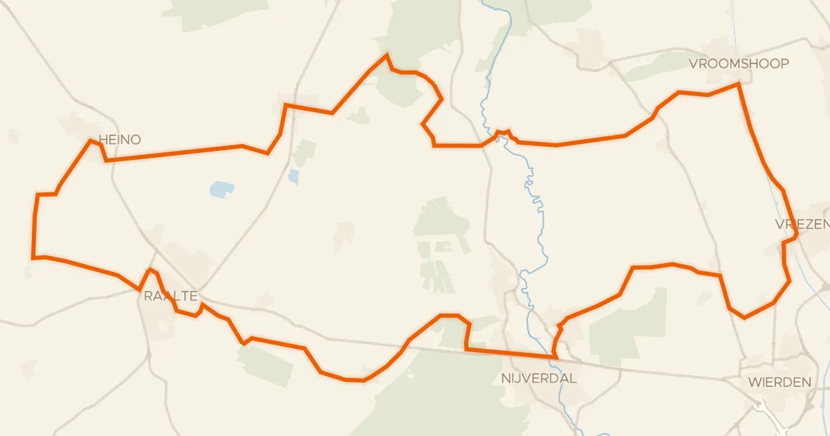 Kaart van de fietsroute Rondje Kasteel het Nijenhuis en Leemansmolen