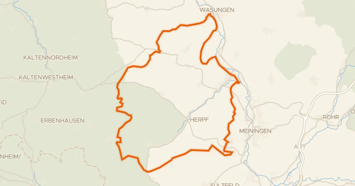 Kaart van de fietsroute Rondje Kirchenburg Walldorf en Werra