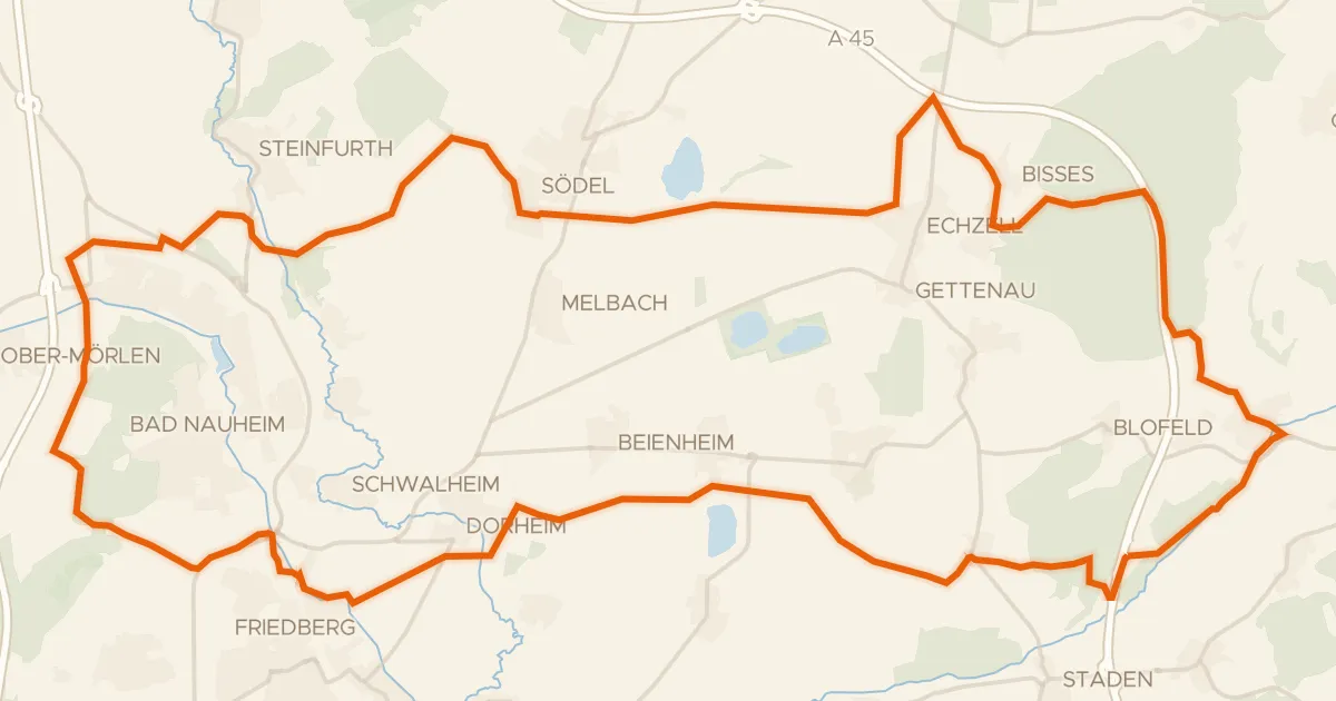 Kaart van de fietsroute Rondje Adolfsturm en Nachtweid von Dauernheim