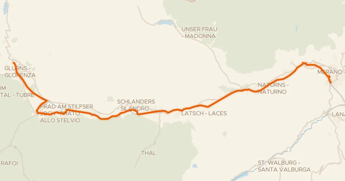 Map of the cycling route Vinschger Radweg - Ciclabile della Val Venosta