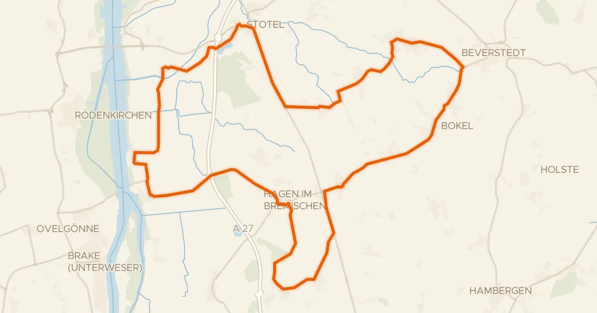 Map of the cycling route Langs de Lune en het Südliches Hagener Königsmoor