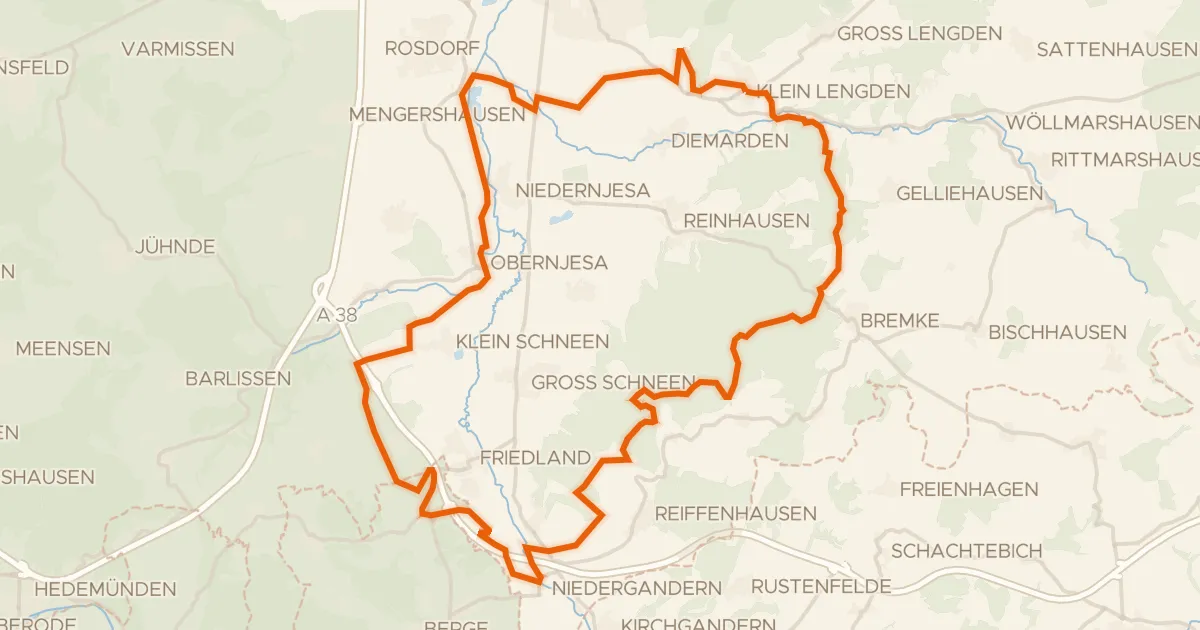Map of the cycling route Langs de Leine en Rhöneberg bei Marzhausen