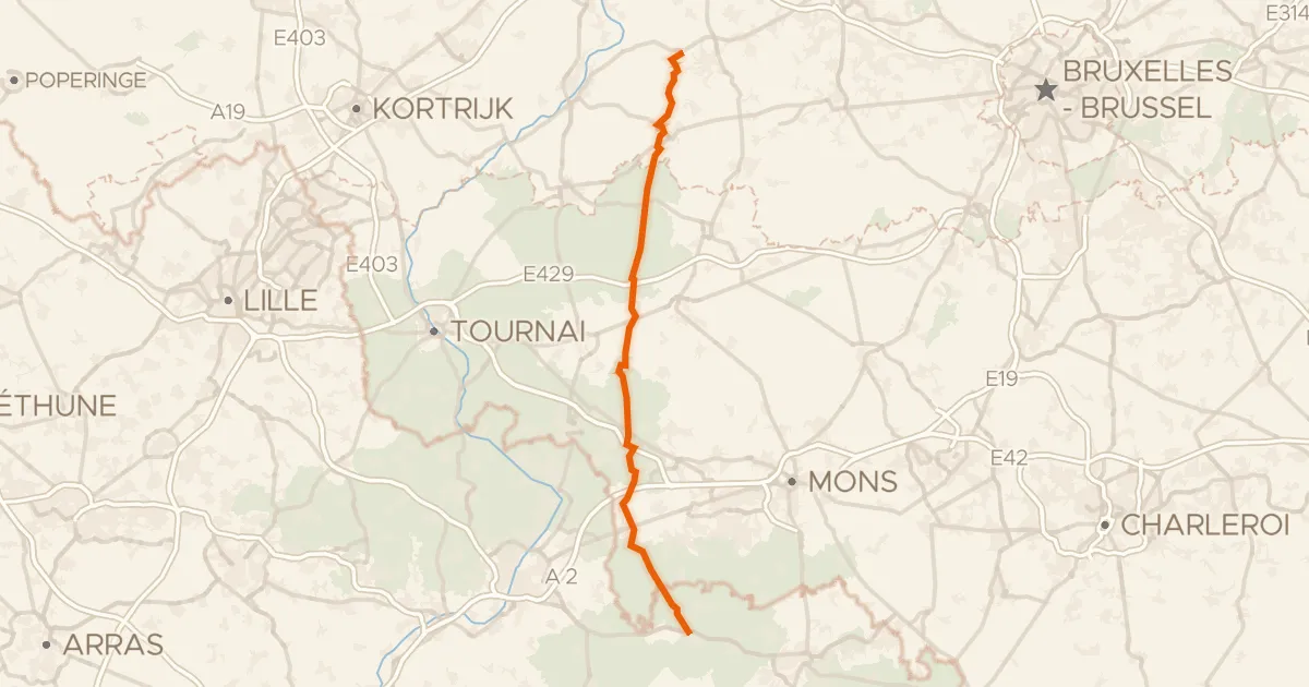 Map of the cycling route Viae Romanae