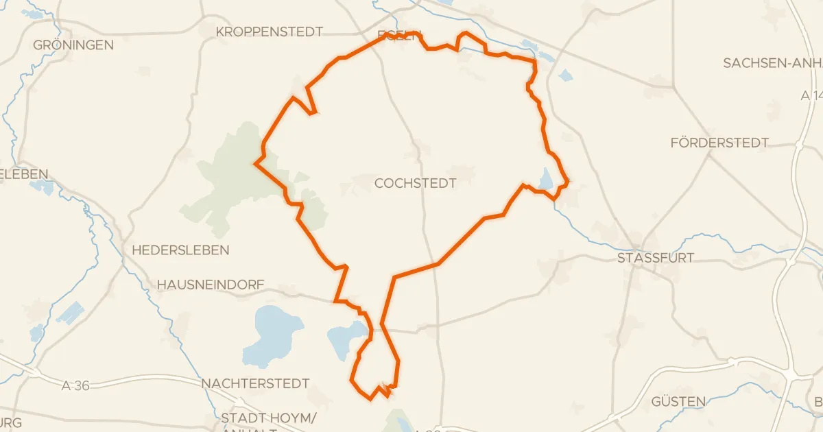 Map of the cycling route Rondje Hakel en Löderburger See