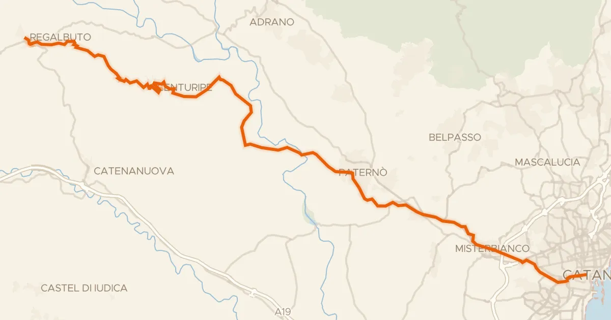 Map of the cycling route Sicily Divide, Tappa 7