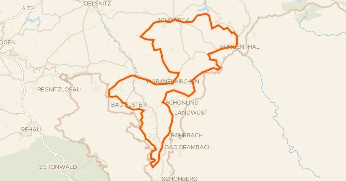 Kaart van de fietsroute Musikantenradweg