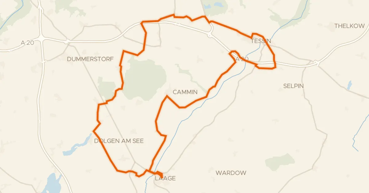 Map of the cycling route Rondje Wasserturm Laage en Göldenitzer Moor