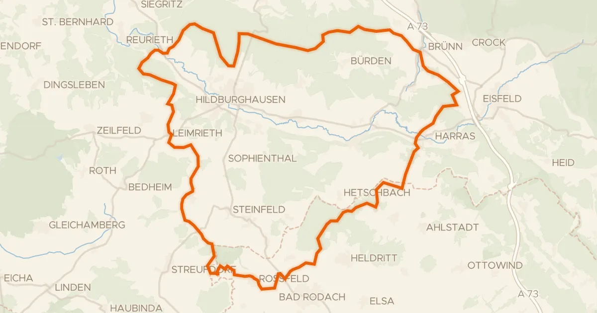 Kaart van de fietsroute Rondje Eichelberg und Bischofsau en Werra