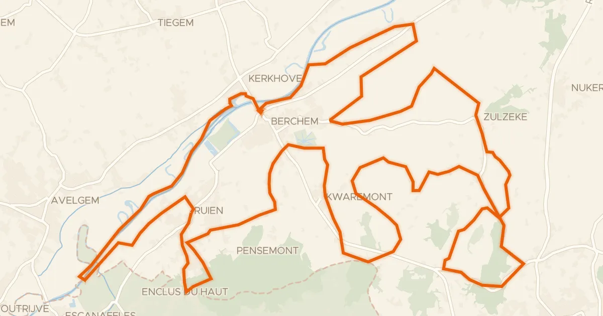 Kaart van de fietsroute Eddy Merckx fietsroute