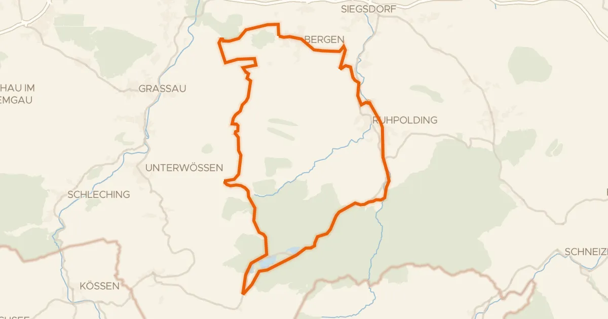Kaart van de fietsroute Rondje Bergener Moos en Weiße Achen
